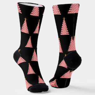 Calcetines Árbol de Navidad con rayas de bastón de caramelo