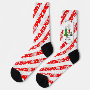 Calcetines Árbol de navidad de moras 2 caniche (blanco)