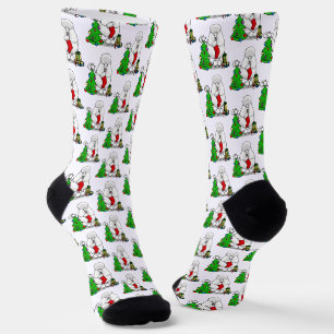 Calcetines Árbol de navidad de moras 2 caniche (blanco)