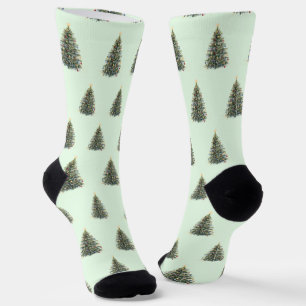 Calcetines Árbol de Navidad en acuarela rústica Navidades