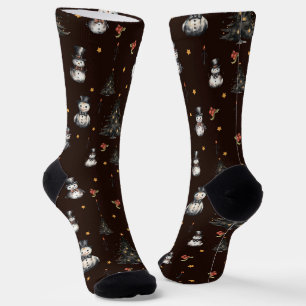 Calcetines Árbol de Navidad gótico hombres de nieve espeluzna