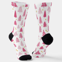 Calcetines Árbol de vacaciones de Navidades rosados