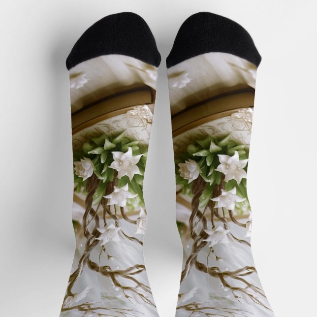 Calcetines Árbol floreciente de un libro (Arriba)