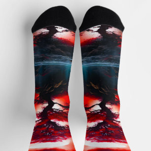 Calcetines Árbol Rojo Místico Bajo Luna Llena