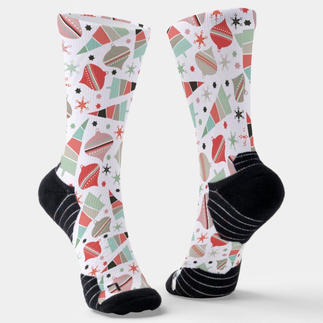Calcetines Árbol y ornamentos de Navidad retro de moda (Angular)