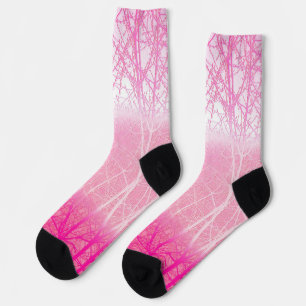 Calcetines Árboles brumosos helados en melocotón y rosa