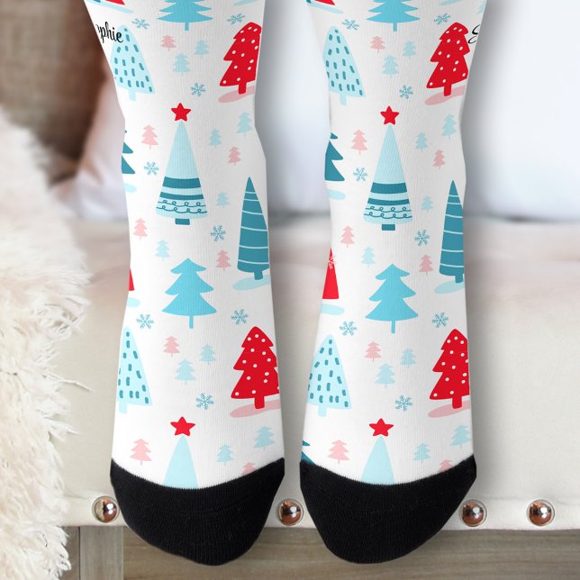 Calcetines Árboles de Navidad curados Socks de nombres person (Cute Christmas trees Personalized Socks)