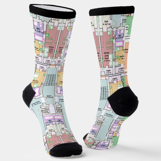 Calcetines Architectural Blueprint Pattern Men's Socks (Angular)