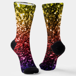 Calcetines Arcoíris amarillo rojo morado brillo falso destell