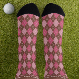 Calcetines Argyle rosado sobre diamantes marrones, tu propio 