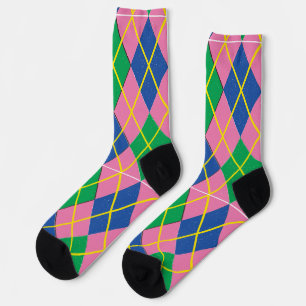 Calcetines Argyle Verde Rosa y Azul
