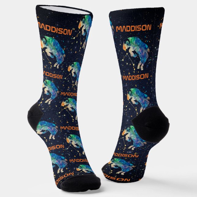 Calcetines Aries Constellation Zodiac Watercolor Stars Galaxy (Angular)