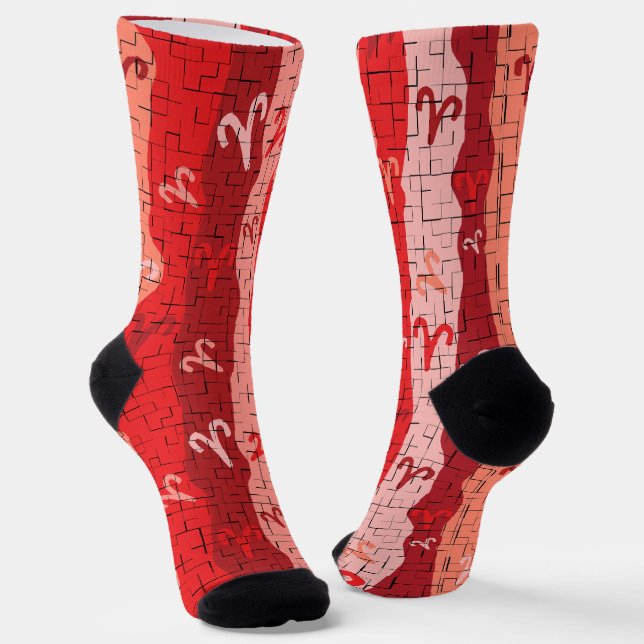 Calcetines Aries Zodiac Stripes Rotos Azulejos (Angular)