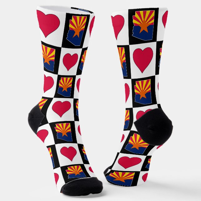 Calcetines Arizona State Flag Map Heart Pattern Fun Arizonan (Angular)