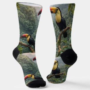 Calcetines Armonía tropical: Dos turistas en el dosel foresta