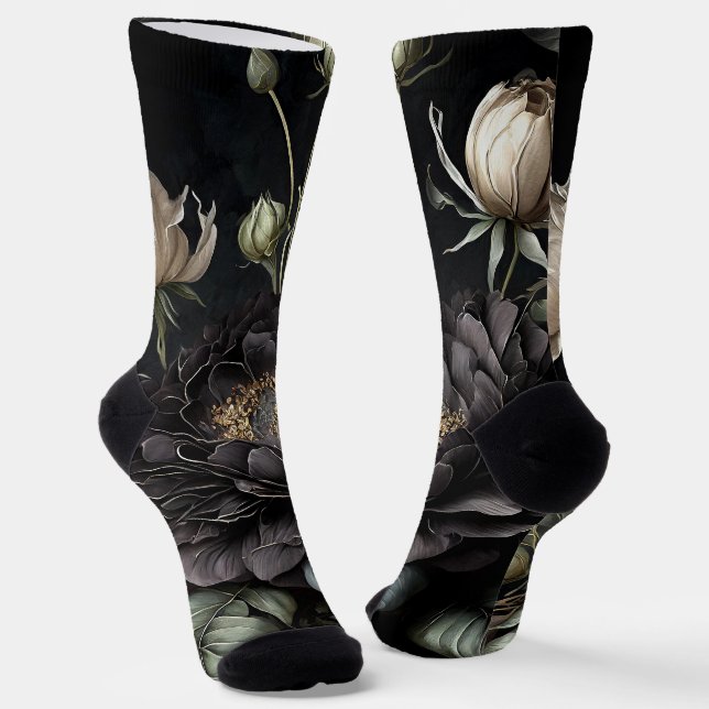 Calcetines Arreglo de Rosa gótico Flor negra (Angular)