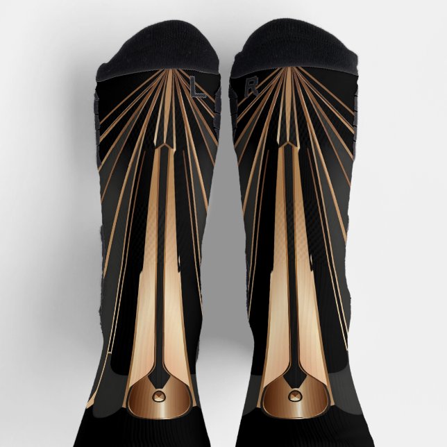 Calcetines Art Deco Gold Fan Geometric Elegance (Arriba)