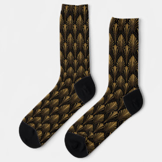 Calcetines Art Deco Gold Pattern — Elegant Vintage Geometric 