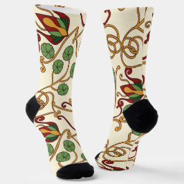 Calcetines Art Nouveau-inspired floral design