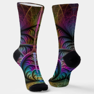 Calcetines Arte abstracto fractal colorido con patrones aluci