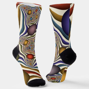 Calcetines Arte abstracto fractal moderno y colorido que vuel