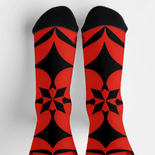 Calcetines Arte abstracto geométrico rojo y negro