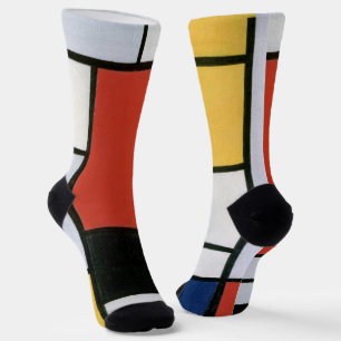 Calcetines Arte abstracto rojo azul amarillo de Piet Mondrian