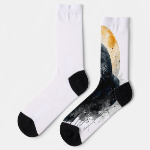 Calcetines Arte Acuarela de Cuervo Místico   Cuervo de Luna G