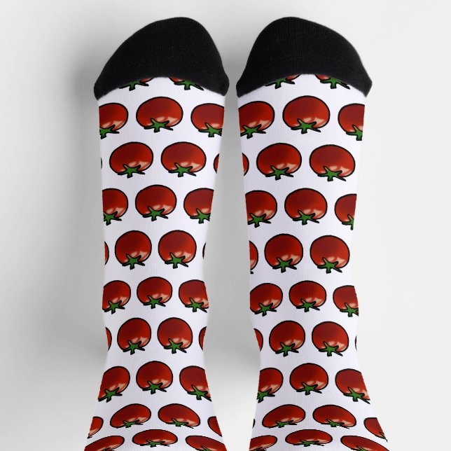 Calcetines Arte Botánico de Tomate Rojo Rústico (Arriba)