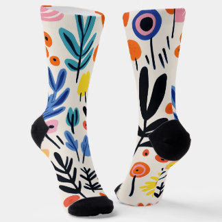 Calcetines Arte Botánico Nórdico Floral Folk Escandinavo
