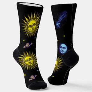 Calcetines Arte Celestial Retro Sol Luna Estrellas Planeta Co