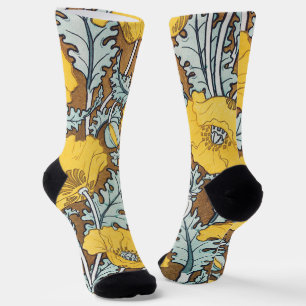 Calcetines arte de amapola flor amarillo ilustracion
