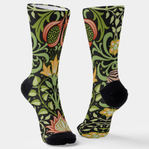 Calcetines Arte de azulejos florales persas negros de William
