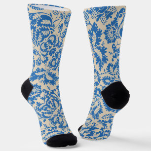 Calcetines Arte de baldosas florales azules venecianas de Wil