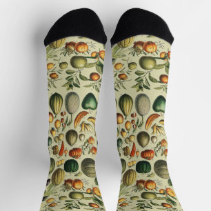 Calcetines Arte de cartel vintage de frutas botánicas frances