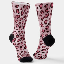 Calcetines Arte de estampado de leopardo rosa textura de pelo