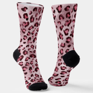 Calcetines Arte de estampado de leopardo rosa textura de pelo