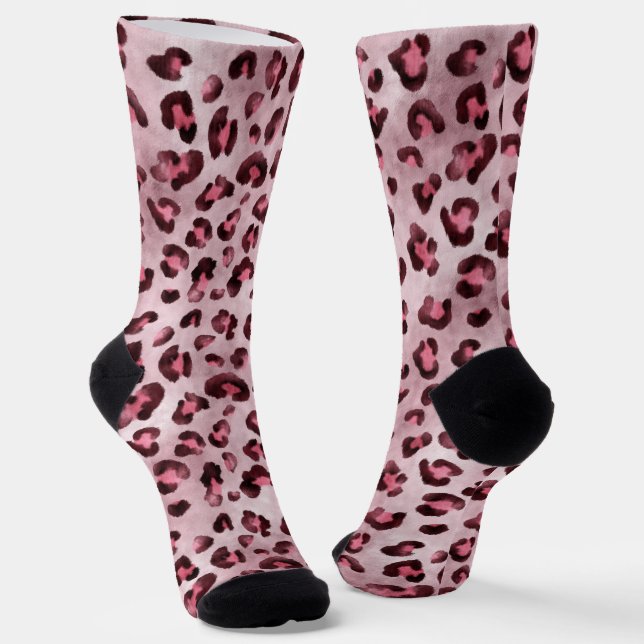Calcetines Arte de estampado de leopardo rosa textura de pelo (Angular)