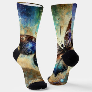 Calcetines Arte de fantasía de mariposa cósmica