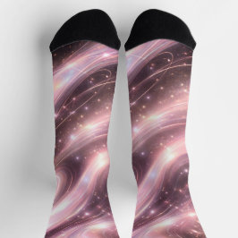 Calcetines Arte de IA de patrones espaciales de rosa apagada 