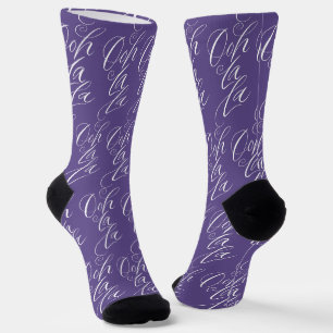 Calcetines Arte de Letra Ooh La La Púrpura Ultravioleta 