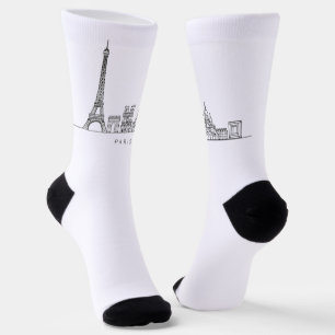 Calcetines Arte de línea del horizonte minimalista de París