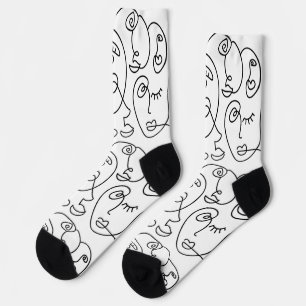 Calcetines Arte de línea Face Geométrico abstracto mínimo mod