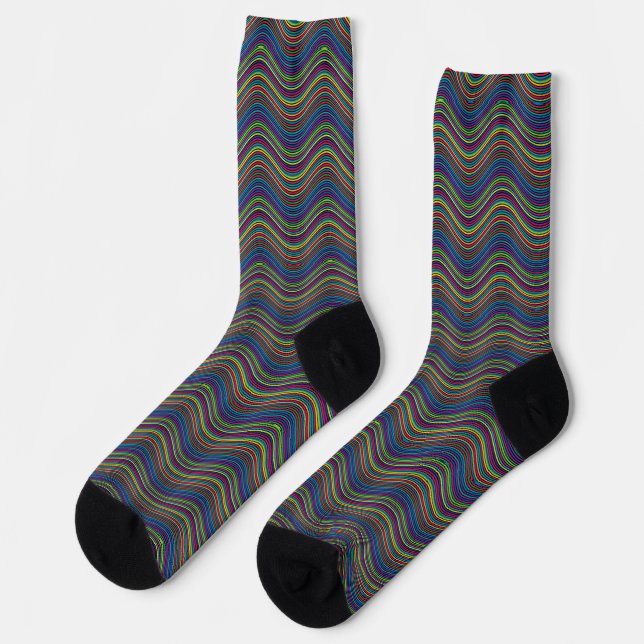 Calcetines Arte de línea ondulada abstracta genial Thunder_Co (Izquierda)