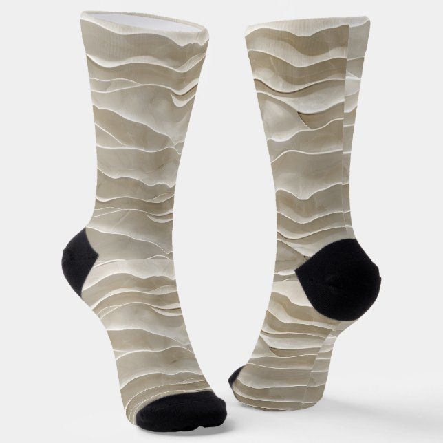 Calcetines Arte de onda beige natural (Angular)