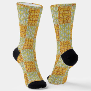 Calcetines Arte de Patrón de Cuadrícula de la Naturaleza del 