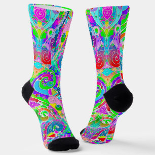 Calcetines Arte de patrón pintado a mano y digitalmente 22