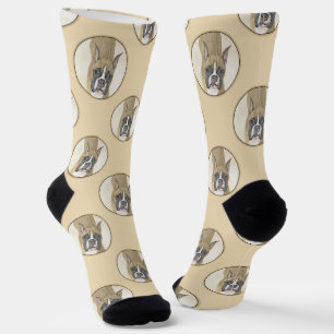 Calcetines Arte de perro lindo boxer pintando cervatillo reco
