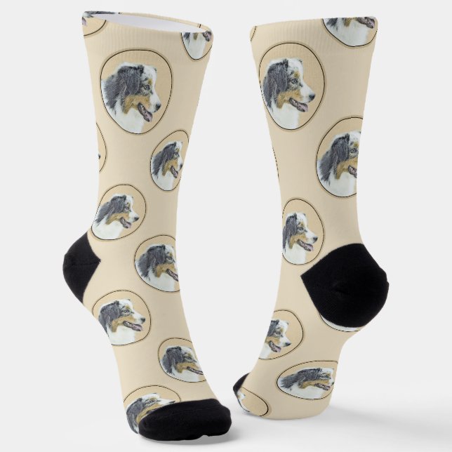 Calcetines Arte de perros pastores Black Tri australiano (Angular)