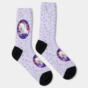 Calcetines Arte de perros pintando el territorio blanco de We